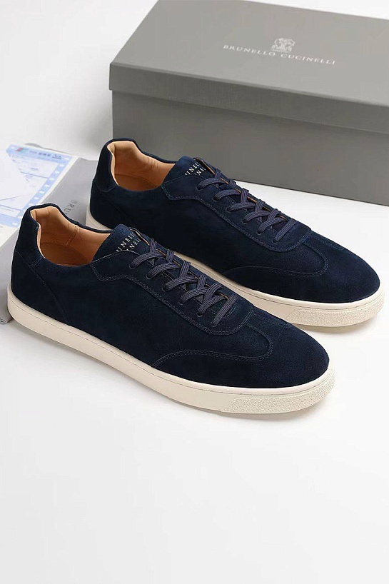 Замшевые кроссовки Brunello Cucinelli logo-print - Navy