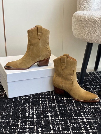 Женские замшевые сапоги Celine premium - Beige   
