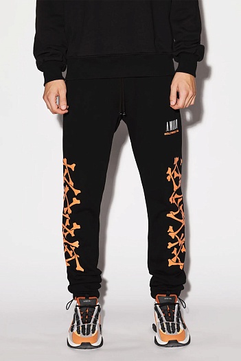 Мужские чёрные штаны Amiri Bones logo-print   