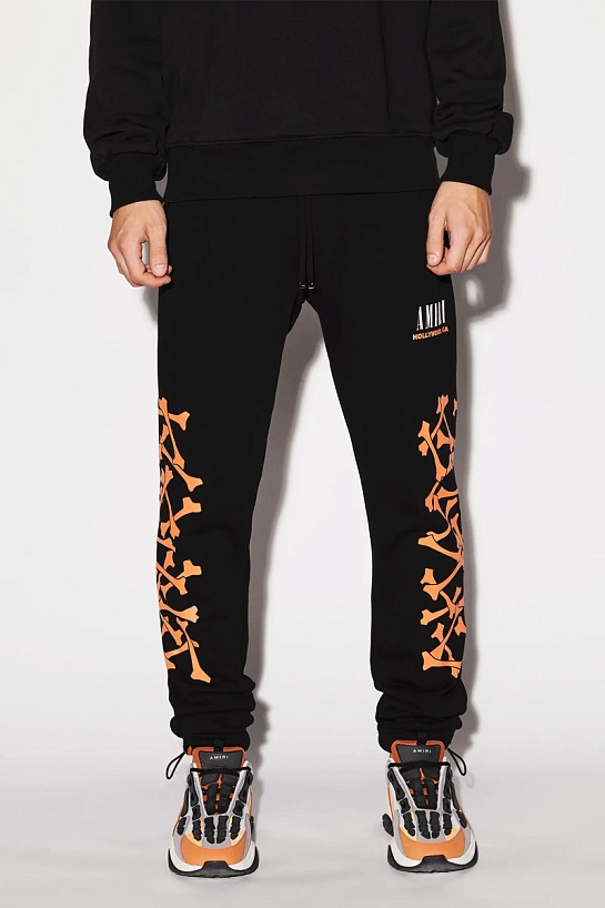 Мужские чёрные штаны Amiri Bones logo-print