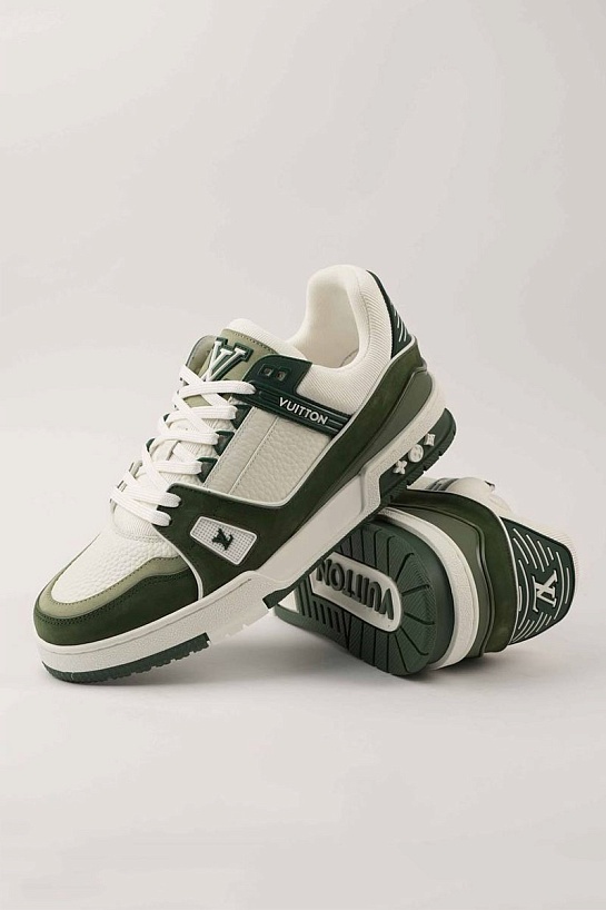 Кожаные кроссовки Louis Vuitton Trainer - White / Green