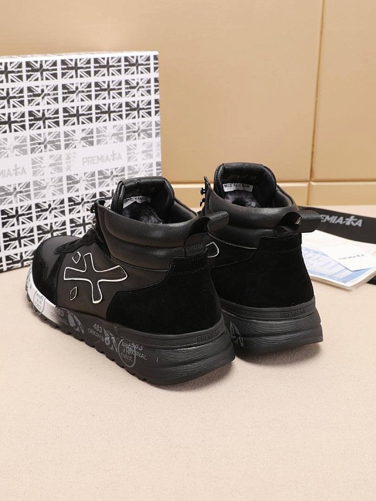 Комбинированные кроссовки с мехом Premiata high-top - Black