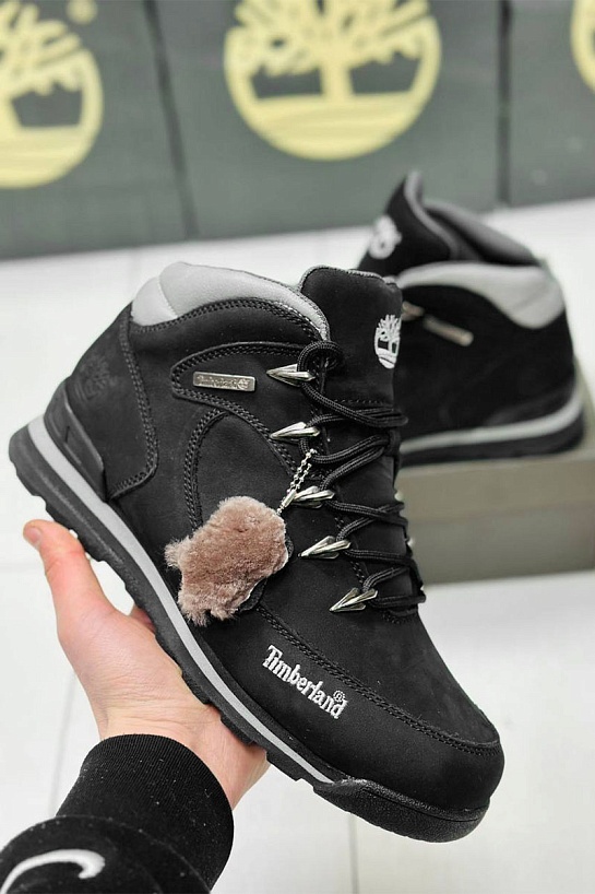 Мужские ботинки с мехом Timberland Euro Rock Hiker - Black / Grey