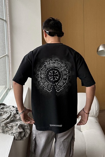 Чёрная оверсайз футболка Chrome Hearts Premium   