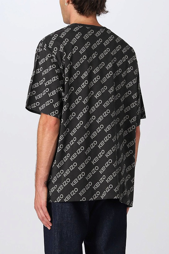 Чёрная футболка Kenzo monogram all-over