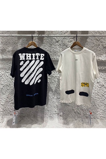 Чёрная оверсайз футболка Off-White Heavy diag spray   