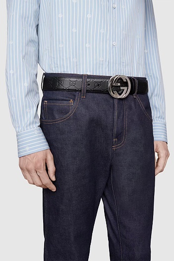 Мужской кожаный ремень Gucci - ширина 3.8 см, длина 100 / 110 / 115 см (3 расцветки)   