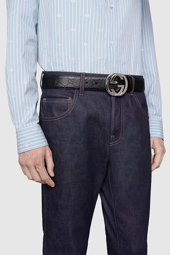 Мужской кожаный ремень Gucci - ширина 3.8 см, длина 100 / 110 / 115 см (3 расцветки)