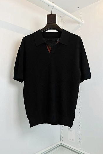Мужское поло Zegna buttonless - Black   