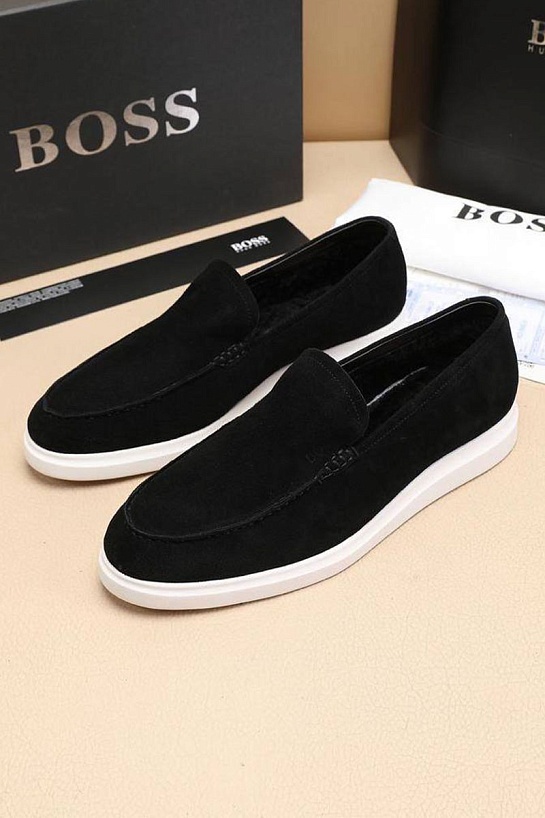 Замшевые лоферы с мехом Hugo Boss