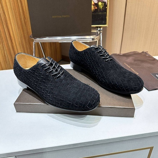 Мужские замшевые ботинки Bottega Veneta Intrecciato - Black   