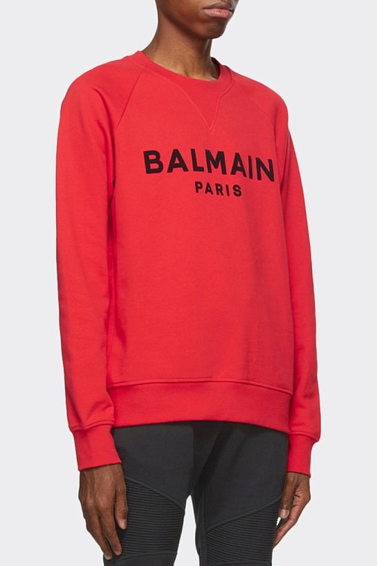 Мужской красный свитшот Balmain Paris logo-print