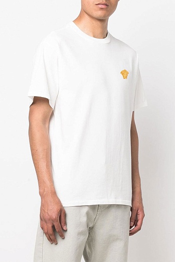 Белая оверсайз футболка Versace Medusa Head patch   