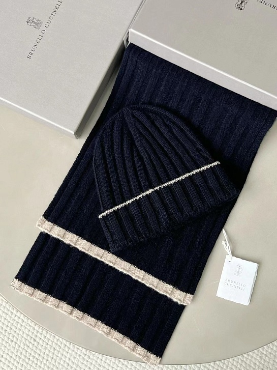 Кашемировый шарф Brunello Cucinelli Premium - Navy