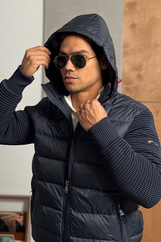 Тёмно-синяя куртка Paul & Shark с вязаными рукавами