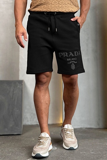 Мужские шорты Prada Milano logo-print - Black   