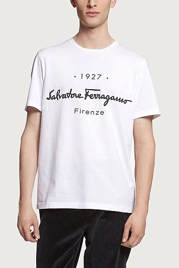 Белая футболка Salvatore Ferragamo 1927 Signature   