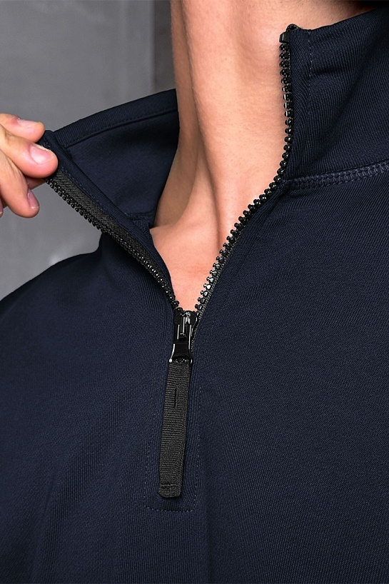 Мужская тёмно-синяя кофта с патчем на плече Stone Island Zip Neck
