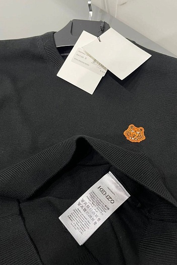 Мужской чёрный джемпер Kenzo Tiger logo-patch   