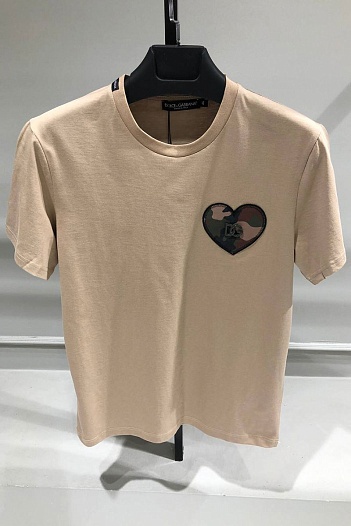 Бежевая мужская футболка Dolce&Gabbana camouflage heart   
