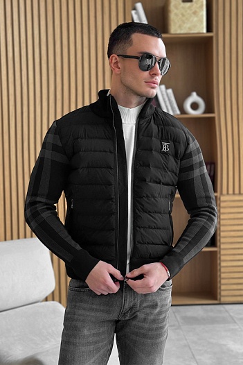 Мужская чёрная куртка Burberry TB-logo   