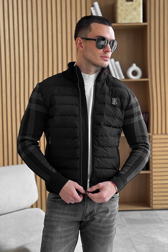 Мужская чёрная куртка Burberry TB-logo
