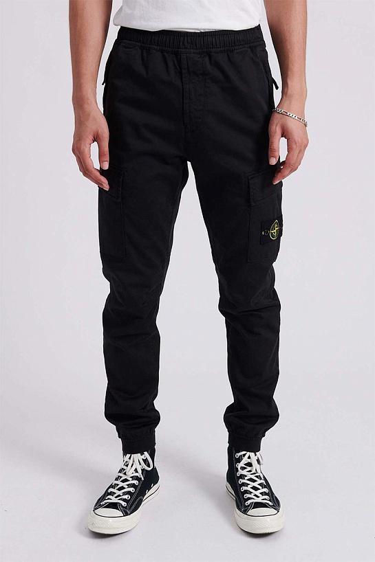 Мужские чёрные джоггеры с патчем Stone Island