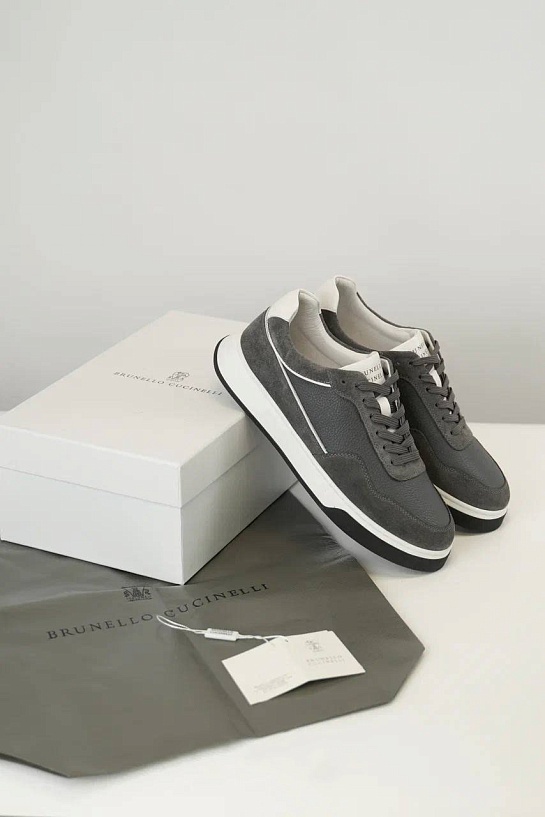 Мужские комбинированные кроссовки Brunello Cucinelli
