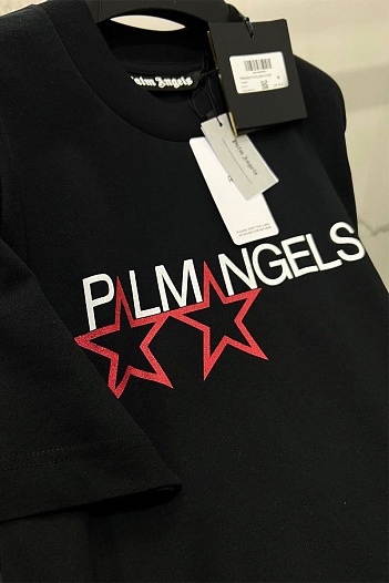 Чёрная оверсайз футболка Palm Angels Racing Stars   