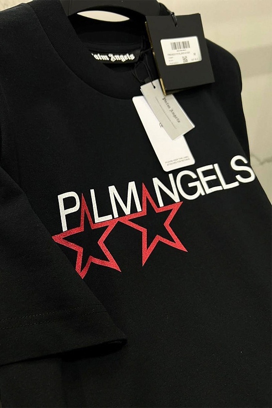 Чёрная оверсайз футболка Palm Angels Racing Stars