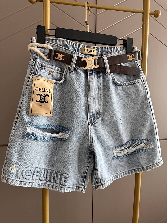 Женские светло-голубые джинсовые шорты Celine premium