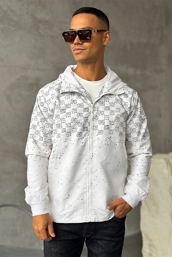 Ветровка белого цвета Louis Vuitton Damier Spread Windbreaker   