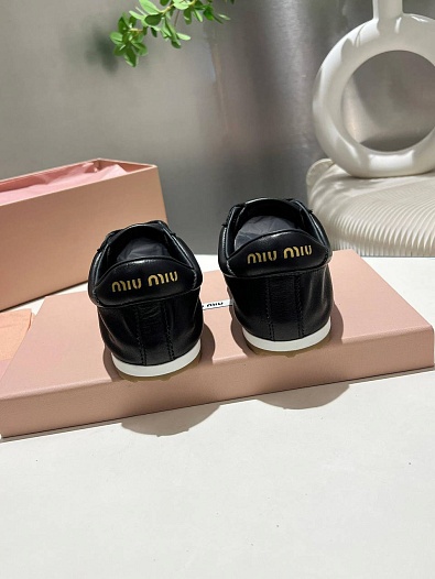 Женские кожаные кроссовки MIU MIU Premium - Black   