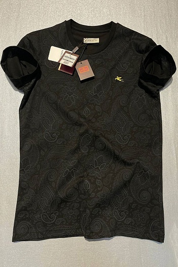 Чёрная мужская футболка Etro embroidered-logo   
