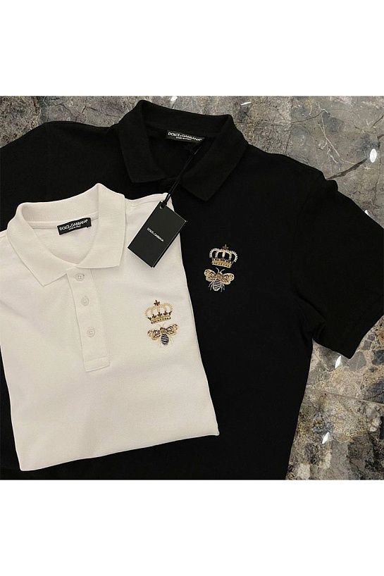 Классическое поло Dolce&Gabbana Bee & Crown - Black
