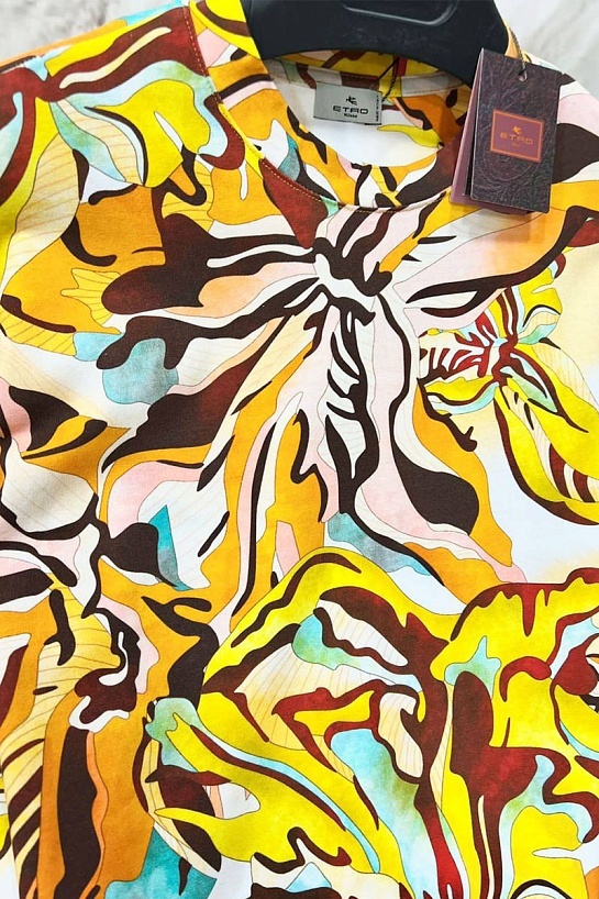 Жёлтая футболка Etro floral-print