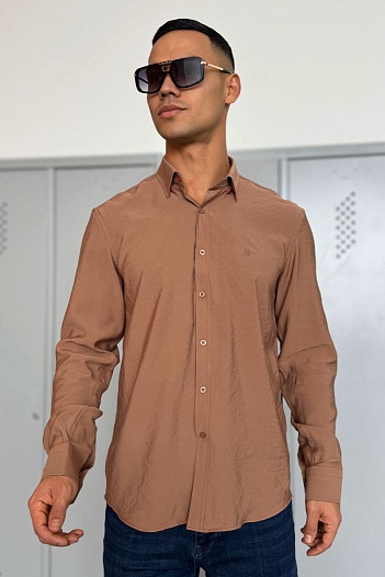 Мужская рубашка Hermes H embroidered - Brown   