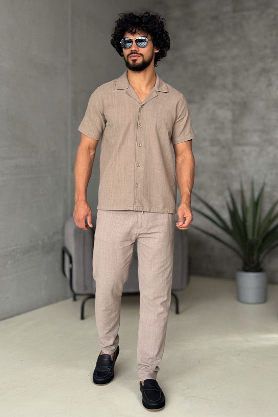 Мужская рубашка Loro Piana бежевого цвета