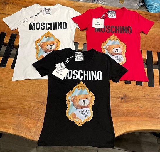 Женская футболка белого цвета Moschino Teddy Bear