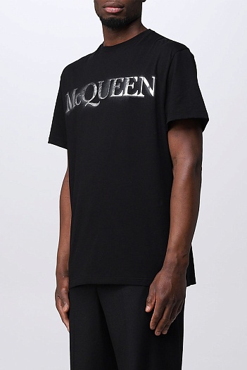 Мужская футболка Alexander McQueen чёрного цвета   