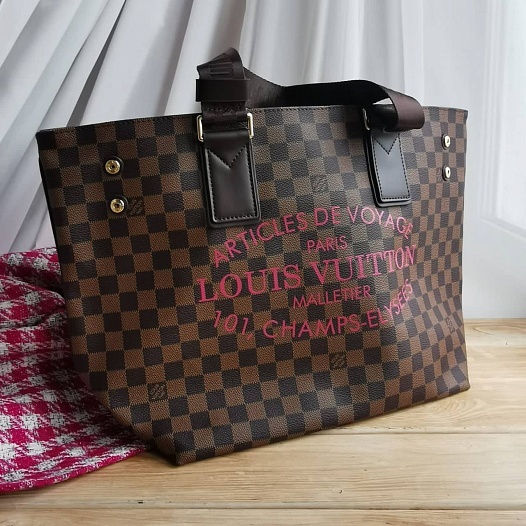 Женская сумка Louis Vuitton Damier Azur Beach Cabas GM 45x31 см (2 расцветки)   