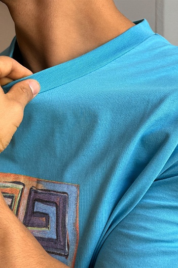 Голубая оверсайз футболка Givenchy 4G Sun Print   