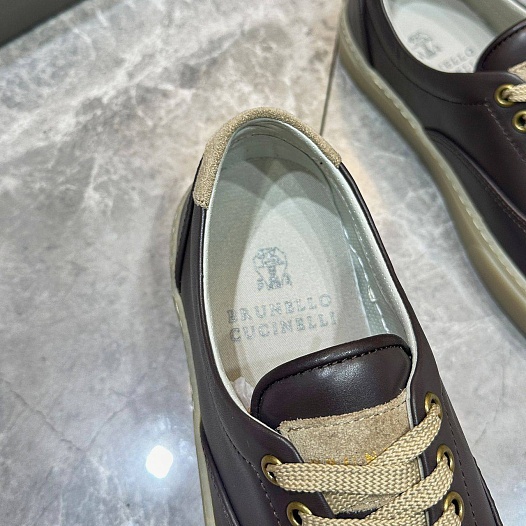 Кожаные кеды Brunello Cucinelli Sail low-top - Brown   