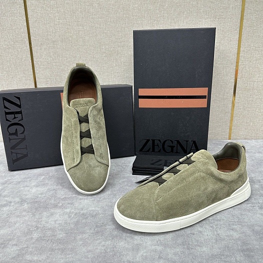 Мужские кроссовки Ermenegildo Zegna Triple Stitch Suede - Khaki   