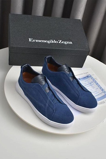 Синие кроссовки Ermenegildo Zegna Triple Stitch Canvas   