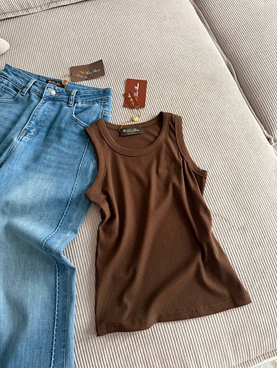 Женская коричневая майка Loro Piana premium    