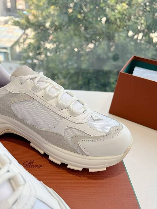 Женские кожаные кроссовки Loro Piana Premium - White