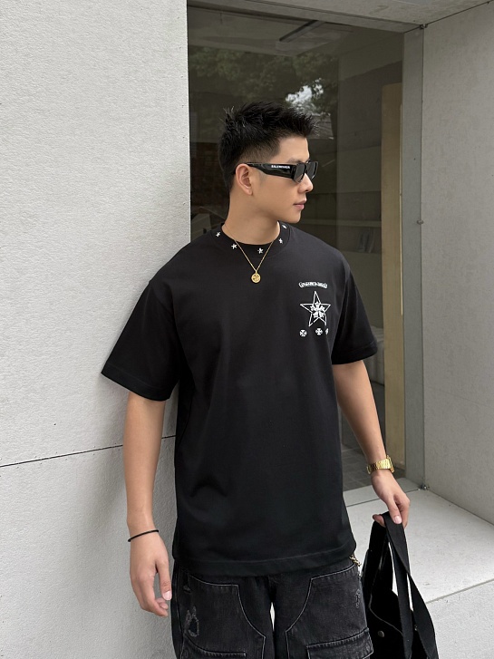 Чёрная оверсайз футболка Chrome Hearts Premium