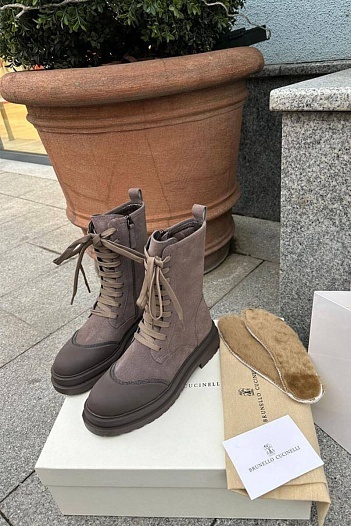 Женские ботинки Brunello Cucinelli Monil Chain - Brown   