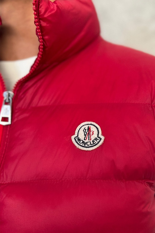 Мужской красный жилет Moncler logo-patch